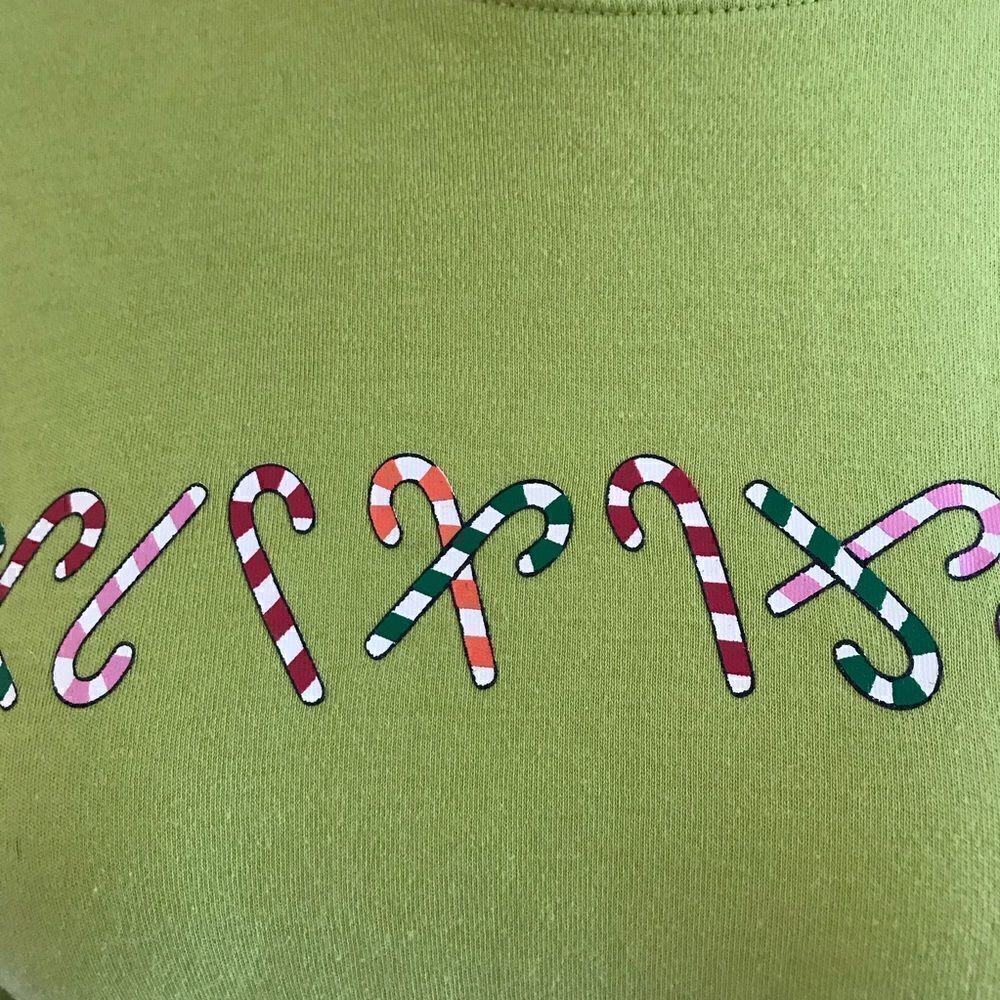 Long Sleeve Christmas Candy Canes T-Shirt Sz L